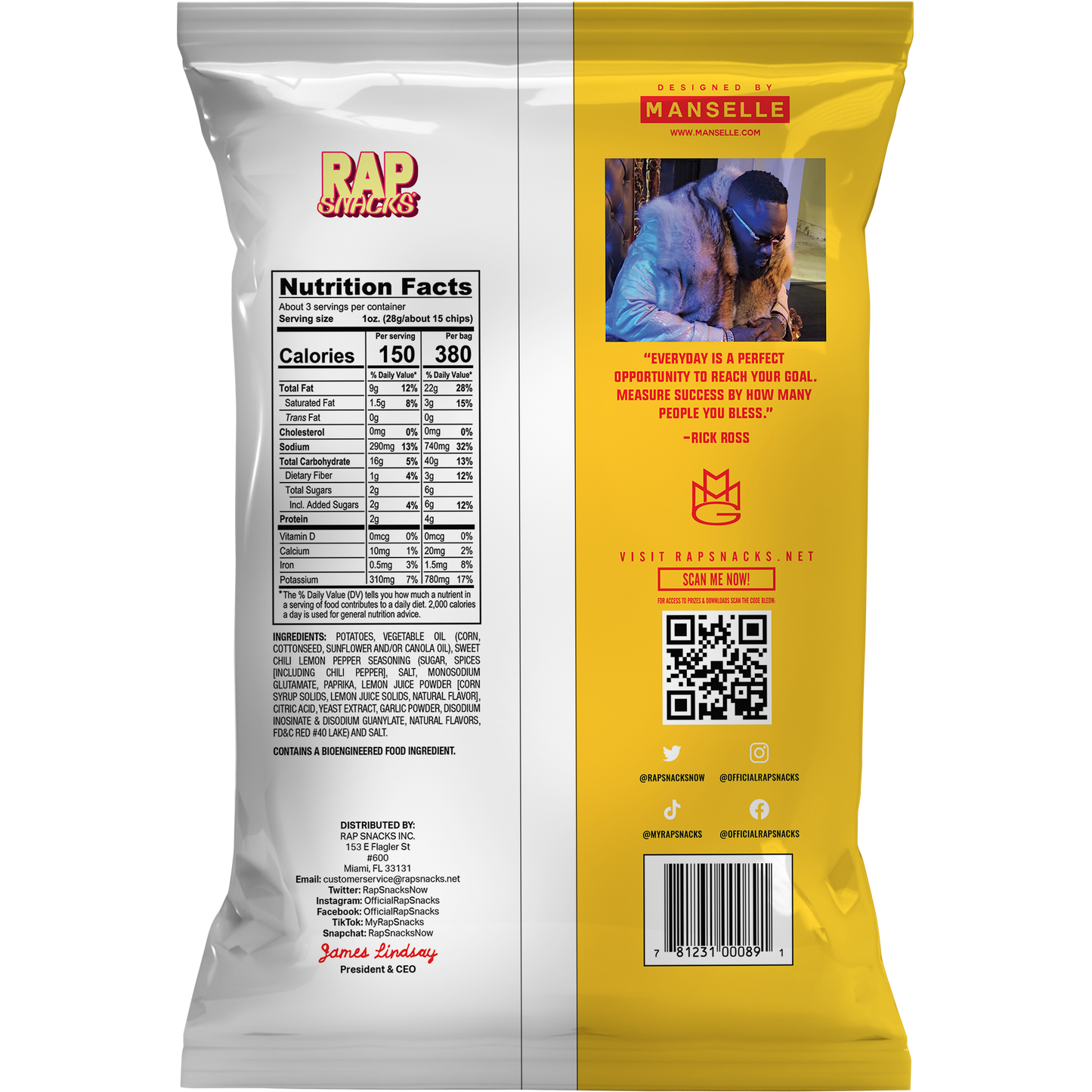 Rick Ross Sweet Chili Lemon Pepper Potato Chips (2.5oz)