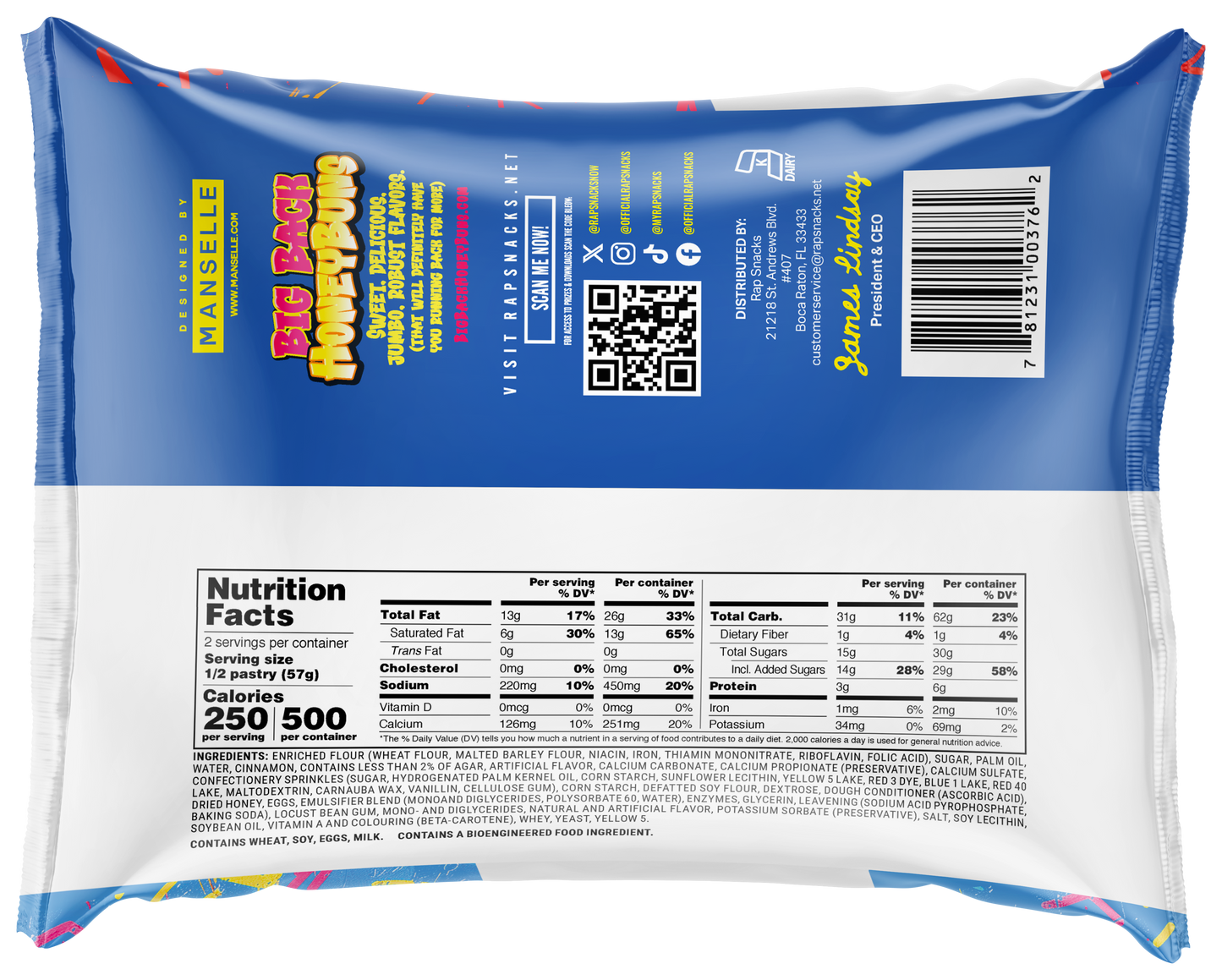 Rap Snacks Big Back Birthday Cake Honey Buns (4.75oz)