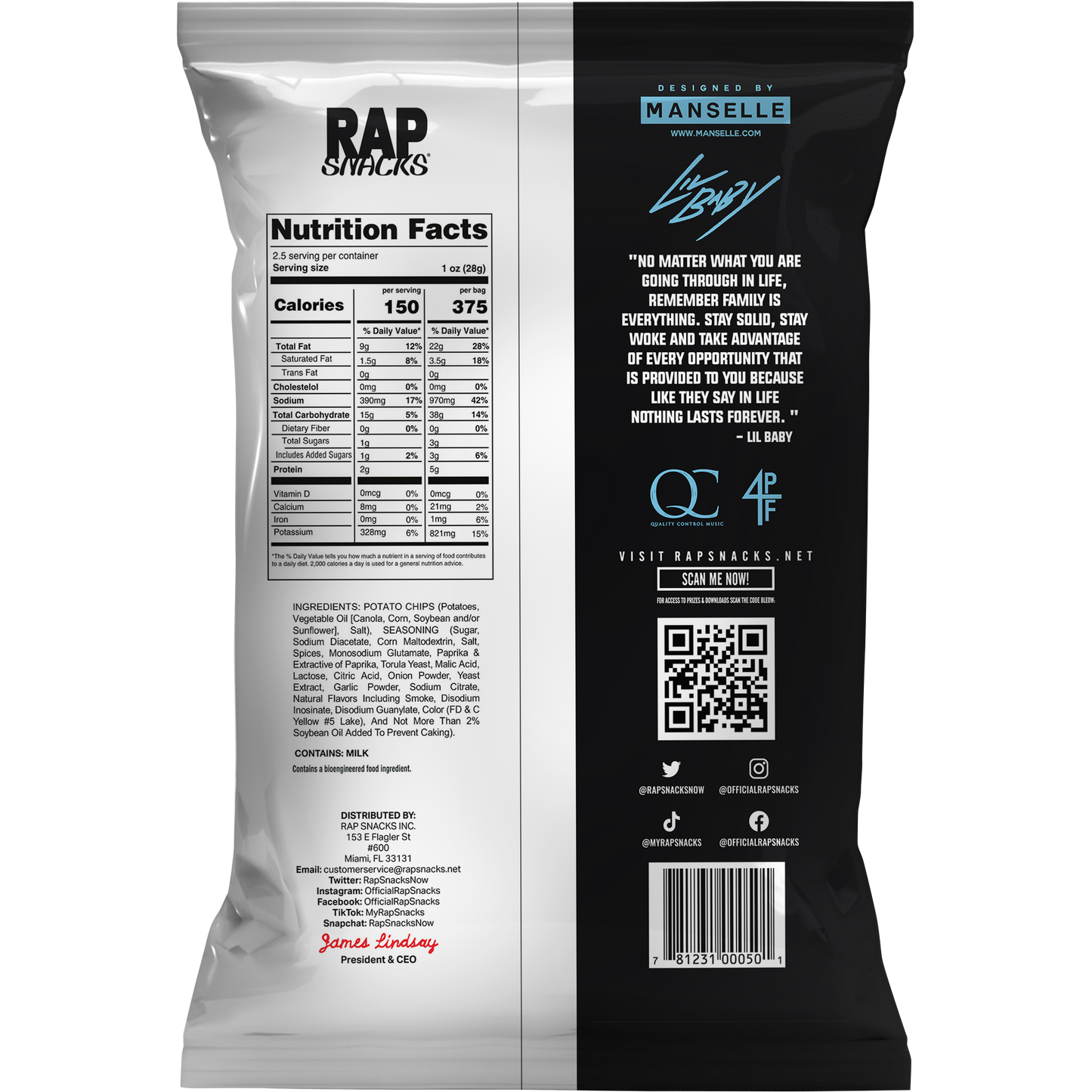 Rap Snacks Lil Baby All in HOT Potato Chips (2.5oz)